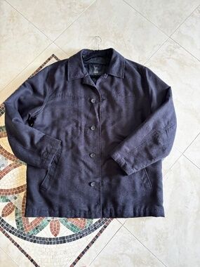 Vintage Claiborne Men’s Faux Suede Car Coat Jacket Black Size XL